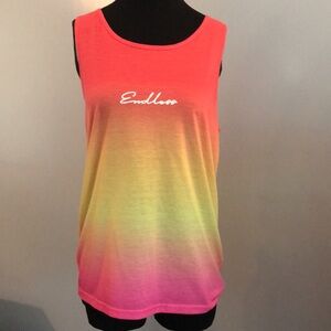 ☀️Tropical Endless Neon Rainbow Tank top swim coverup size Small